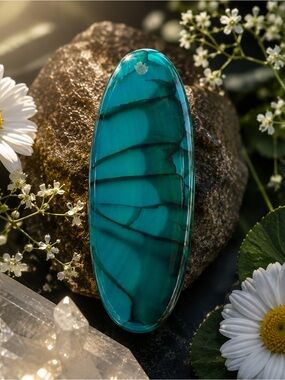 Large Teal Blue Dragon Vein Agate Pendant